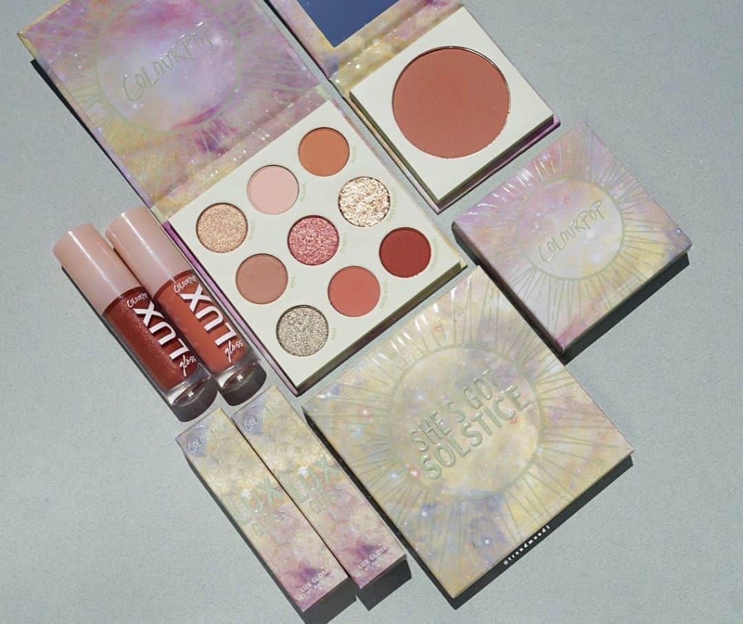 ColourPop She’s Got Solstice Eyeshadow Palette, Blush, 2 LUX Gloss Swatches